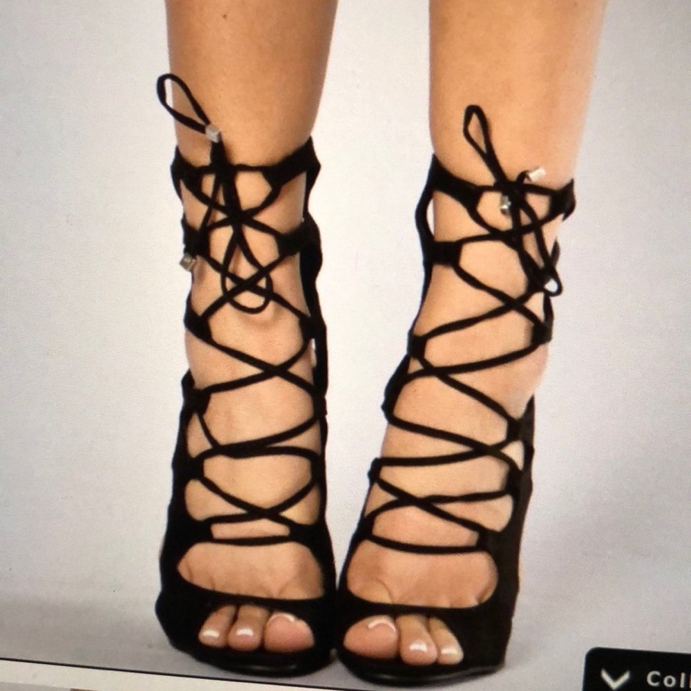 Black Lace Up Sandals